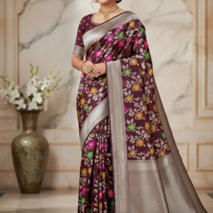 Mashru Silk Floral Jaal Mina Saree