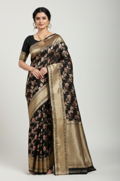 Banarasi Mashru Katan Dream Girl Trending Black Saree