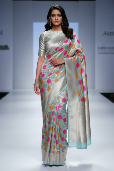 Banarasi Mashru Katan Rangkat Pattern Saree