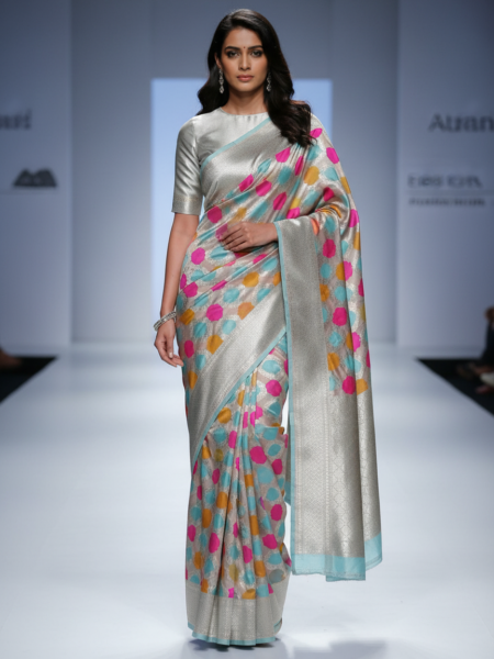 Banarasi Mashru Katan Rangkat Pattern Saree