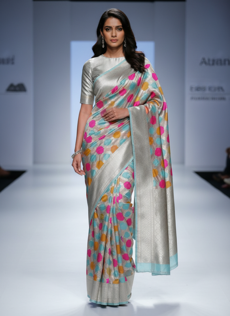 Banarasi Mashru Katan Rangkat Pattern Saree