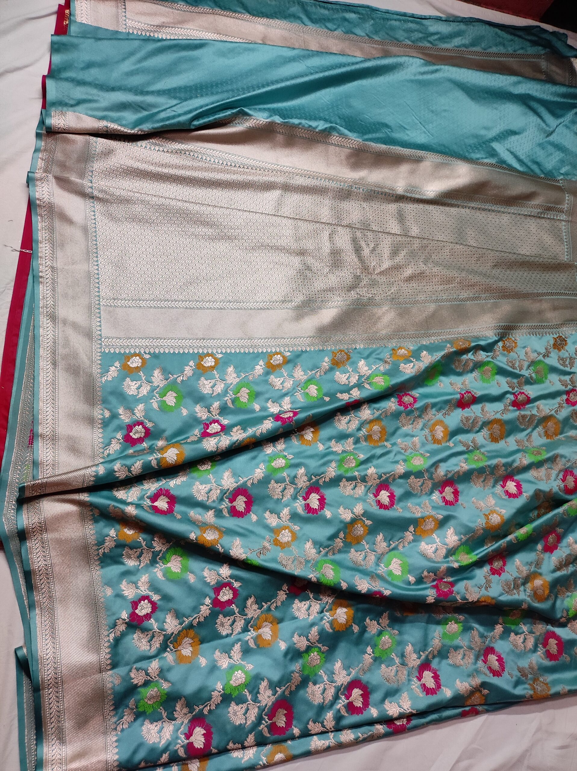 Mashru Silk Floral Jaal Mina Saree