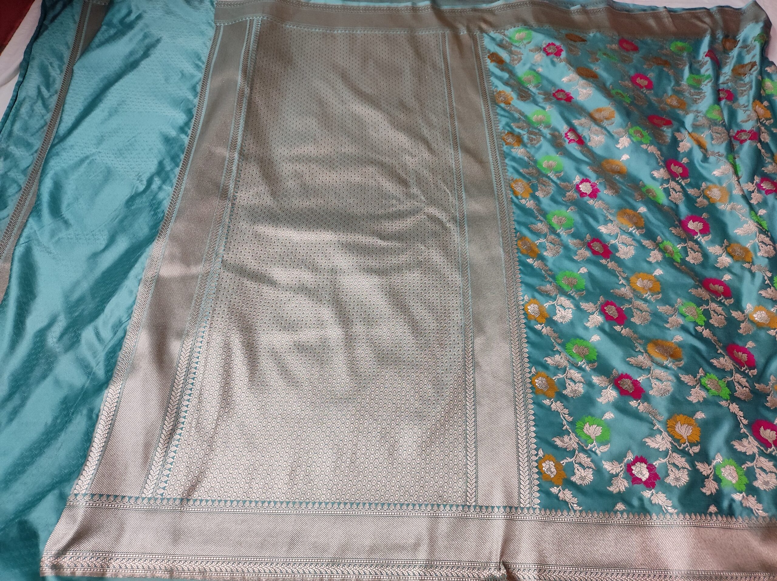 Mashru Silk Floral Jaal Mina Saree