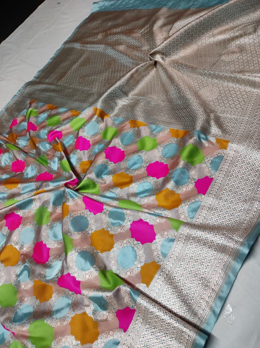 Banarasi Mashru Katan Rangkat Pattern Saree