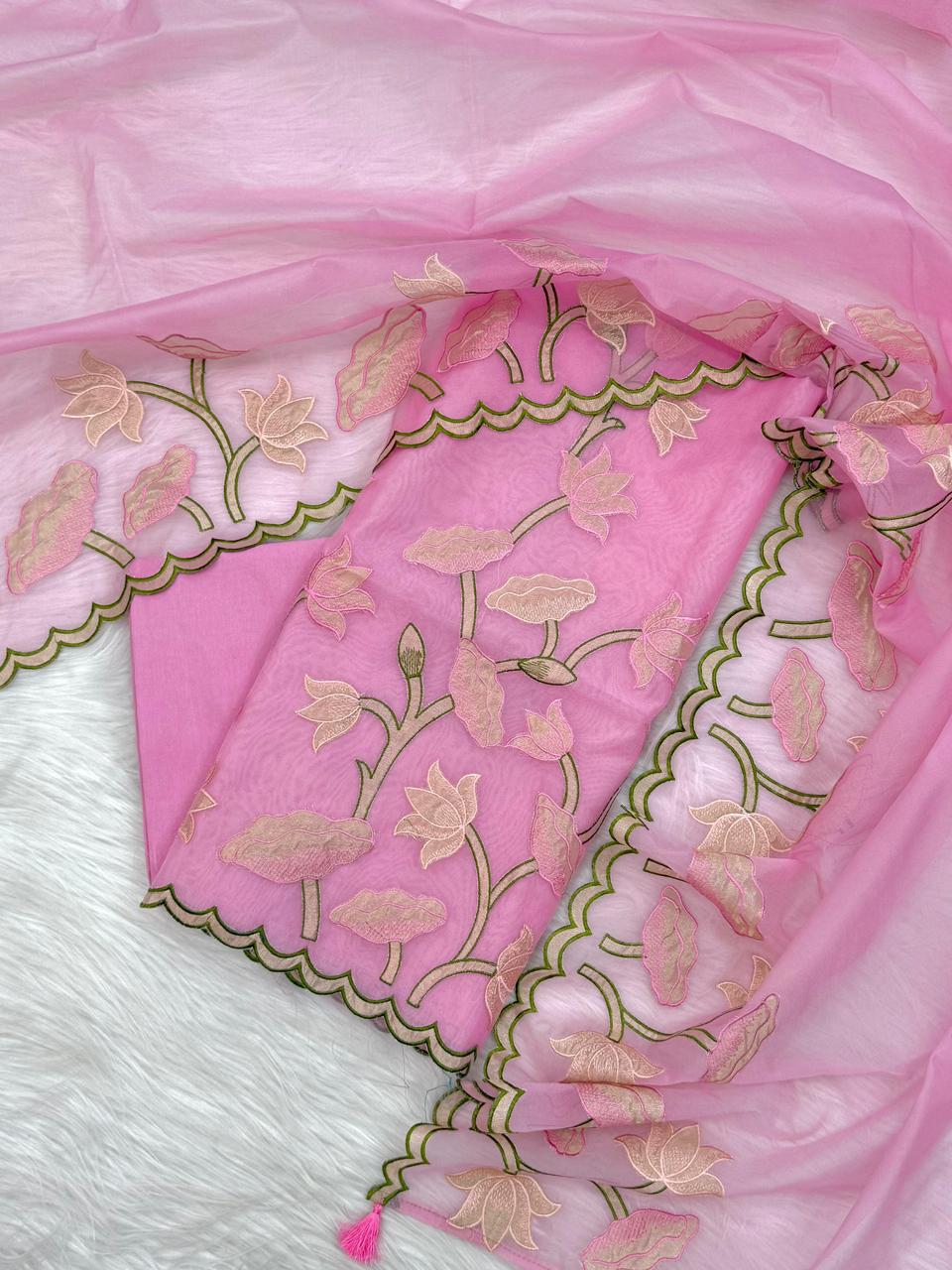 Banarasi Unstitched Organza Silk Embroidery Suits