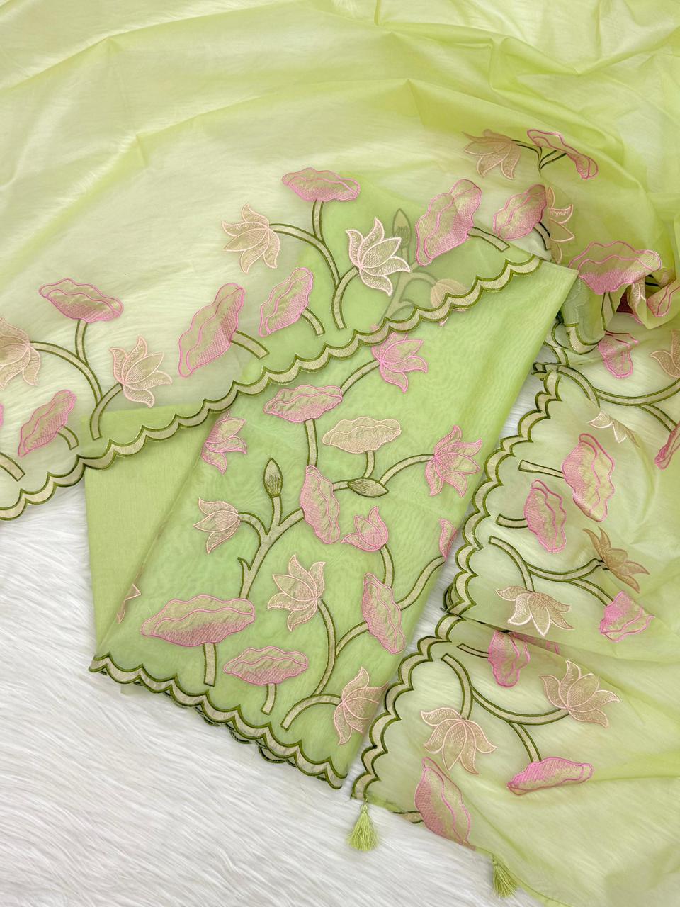 Banarasi Unstitched Organza Silk Embroidery Suits