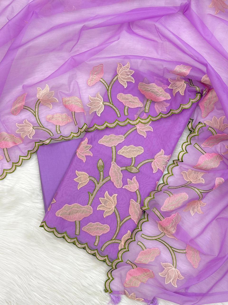 Banarasi Unstitched Organza Silk Embroidery Suits