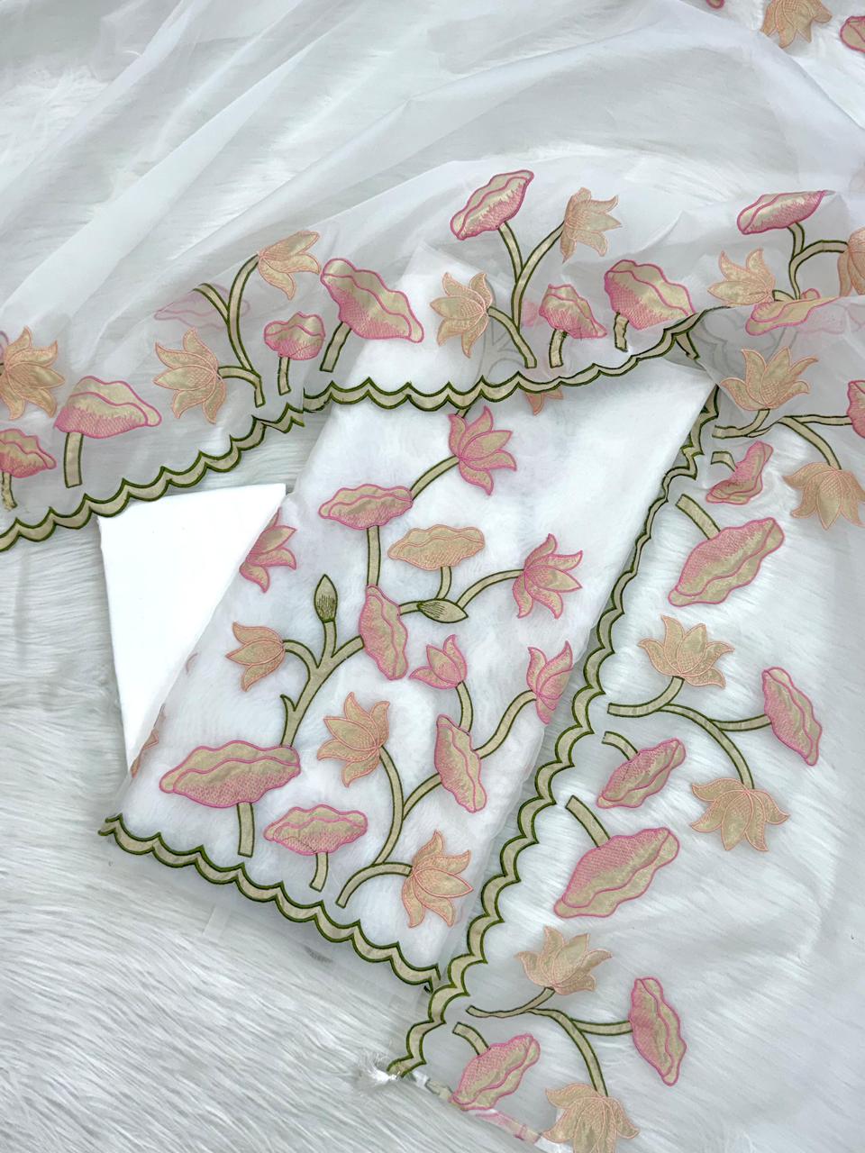 Banarasi Unstitched Organza Silk Embroidery Suits