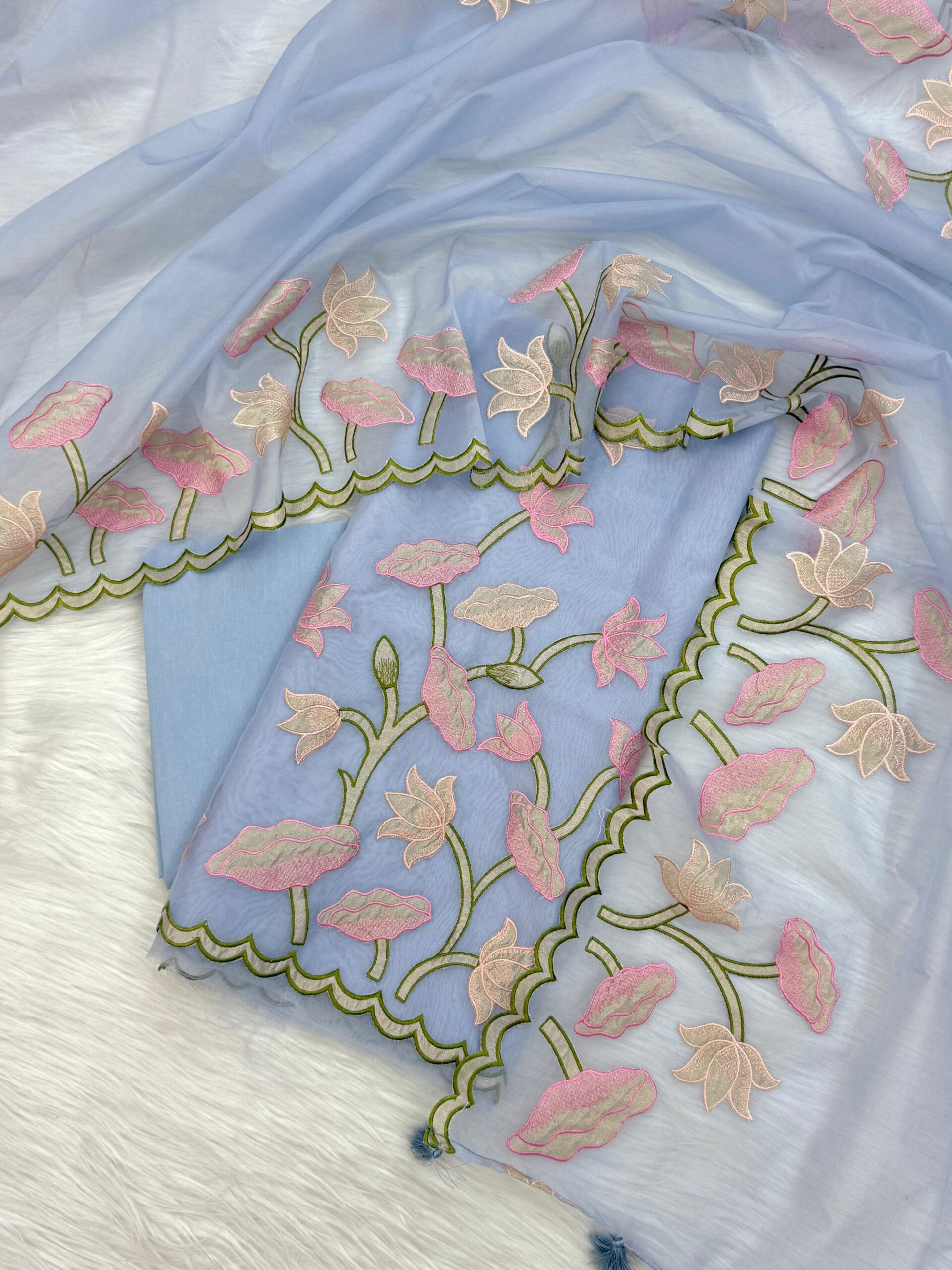 Banarasi Unstitched Organza Silk Embroidery Suits