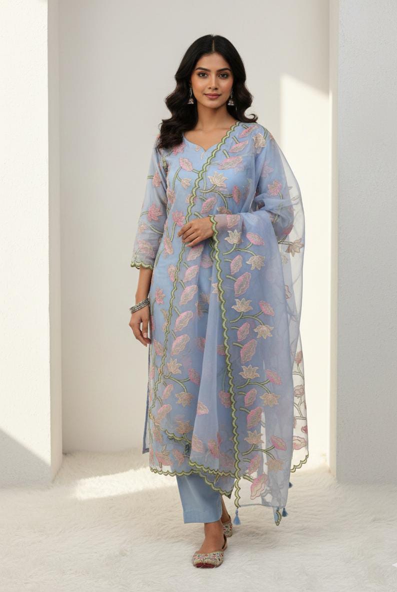 Banarasi Unstitched Organza Silk Embroidery Suits