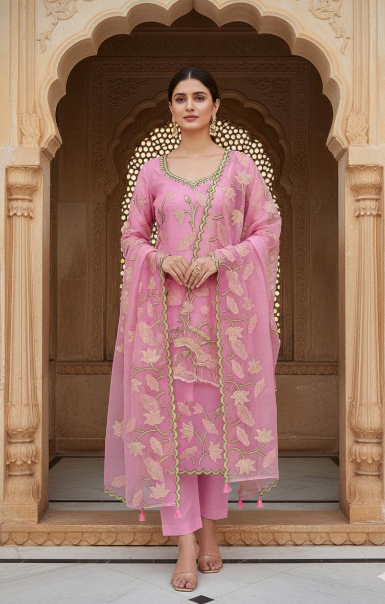 Banarasi Unstitched Organza Silk Embroidery Suits