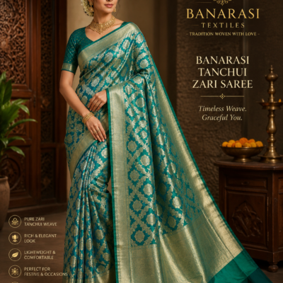 Premium Banarasi Soft Silk Tanchui Rich Zari Weaving Saree