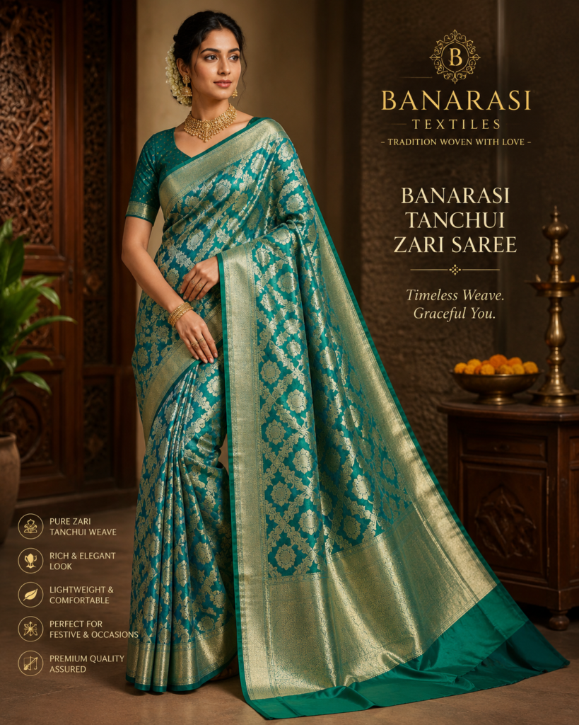 Premium Banarasi Soft Silk Tanchui Rich Zari Weaving Saree