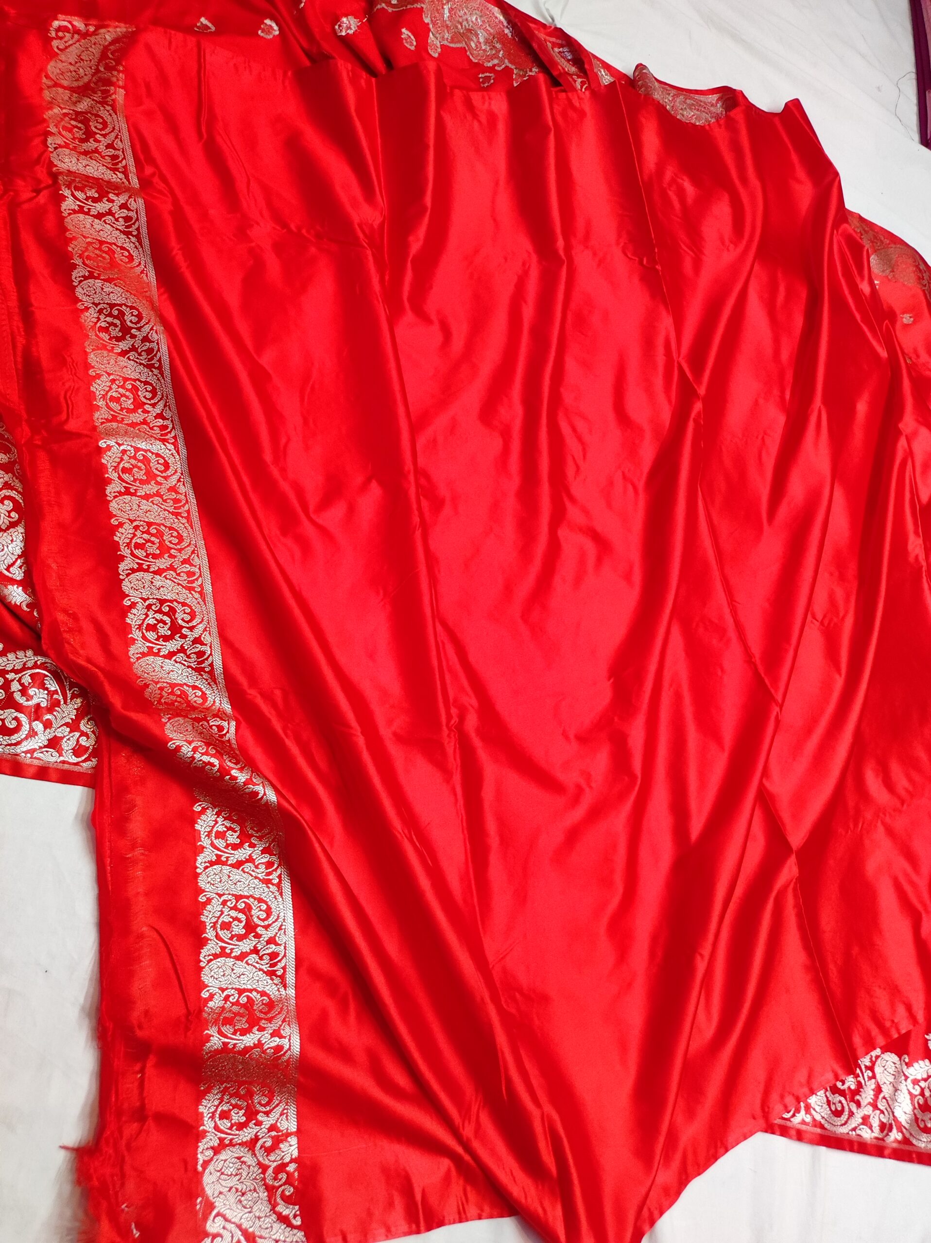 Banarasi Mashru Katan Silk Saree with Zari Buti, Rich Woven Pallu & Heavy Border