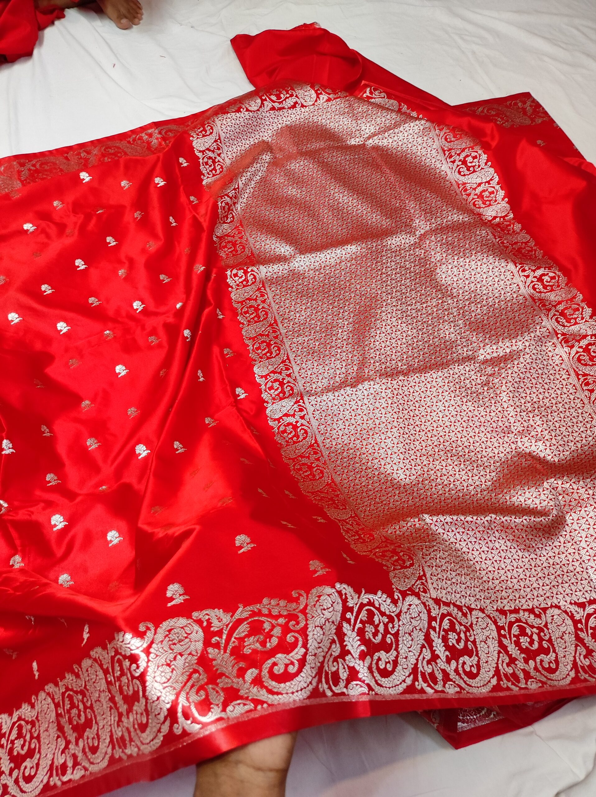 Banarasi Mashru Katan Silk Saree with Zari Buti, Rich Woven Pallu & Heavy Border