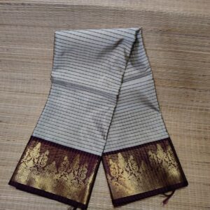 Banarasi Soft Silk Checks Saree with Rich Gold Zari Border