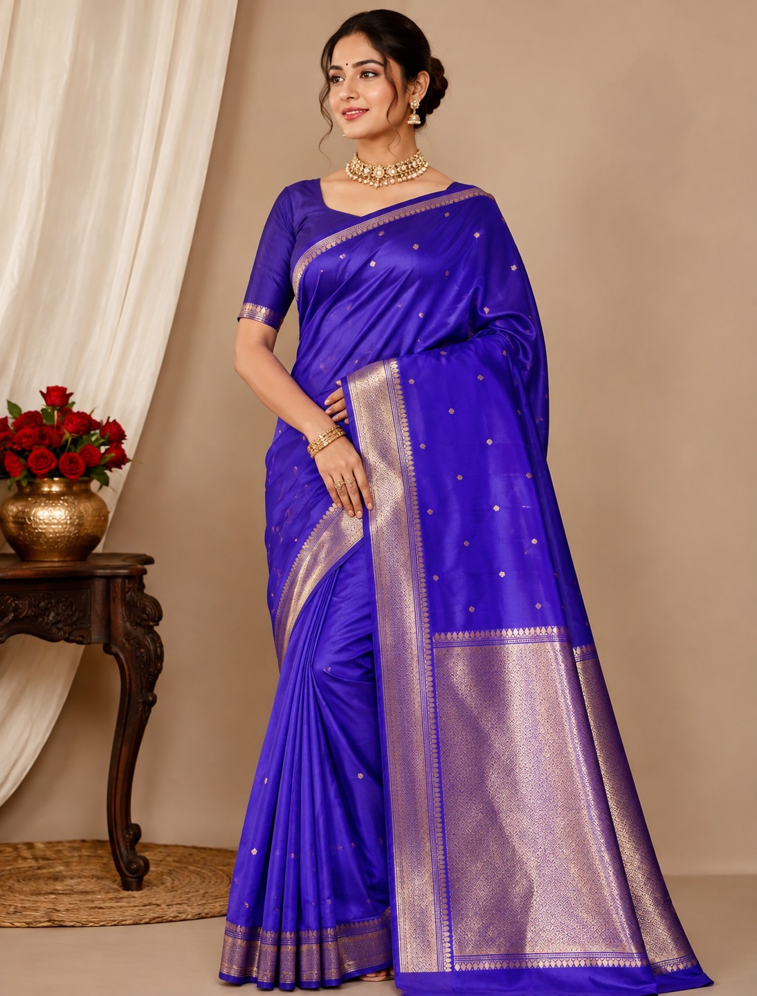 Banarasi Pure Handloom Kadua Lock Zari Weaving Saree