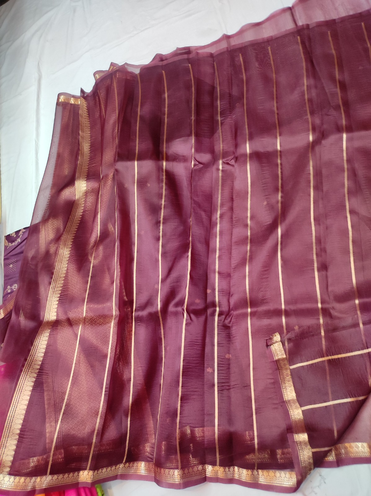 Banarasi Pure Handloom Kora Kaduwa Saree with Interlocked Buti & Rich Zari Pallu