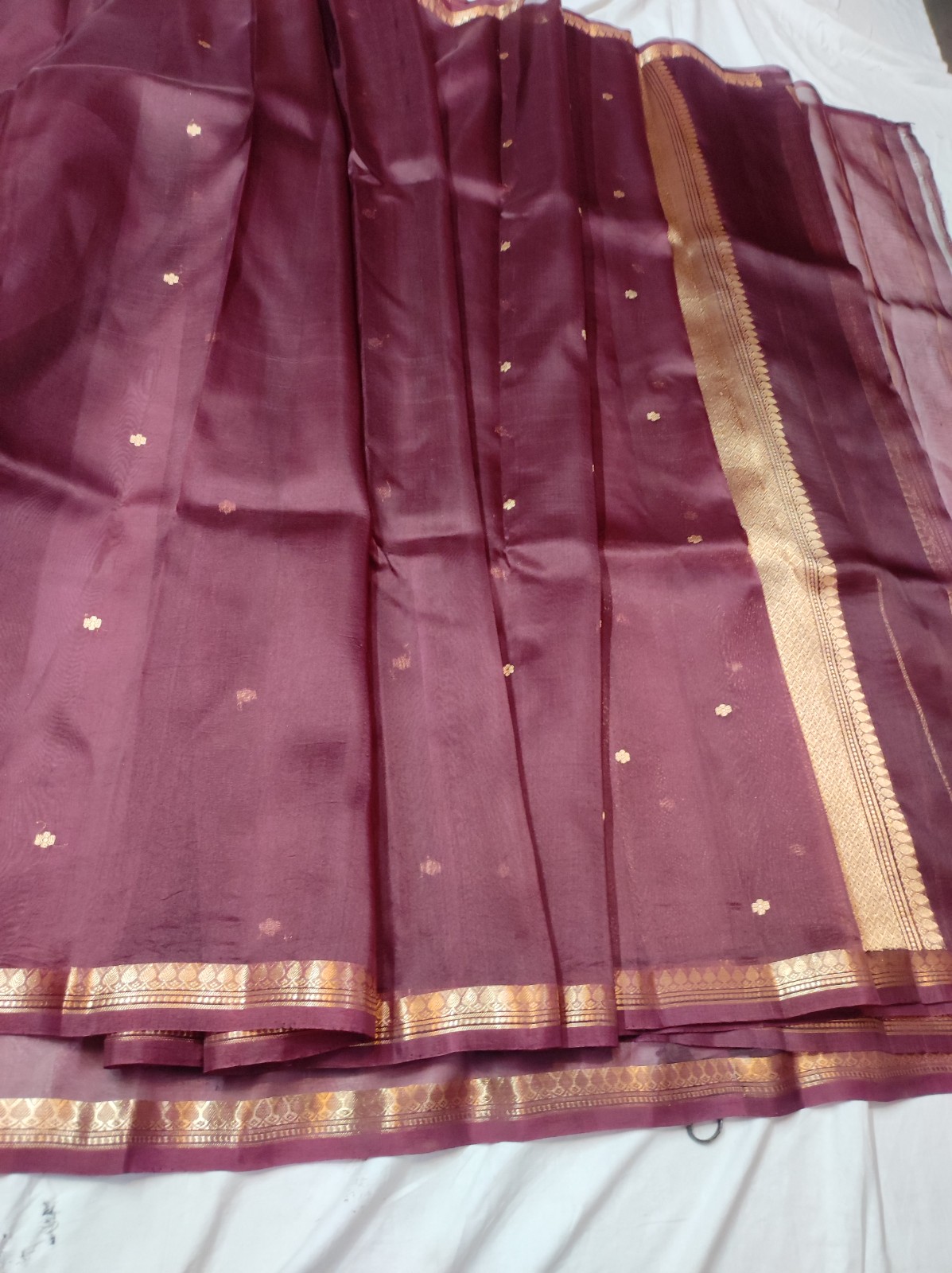 Banarasi Pure Handloom Kora Kaduwa Saree with Interlocked Buti & Rich Zari Pallu