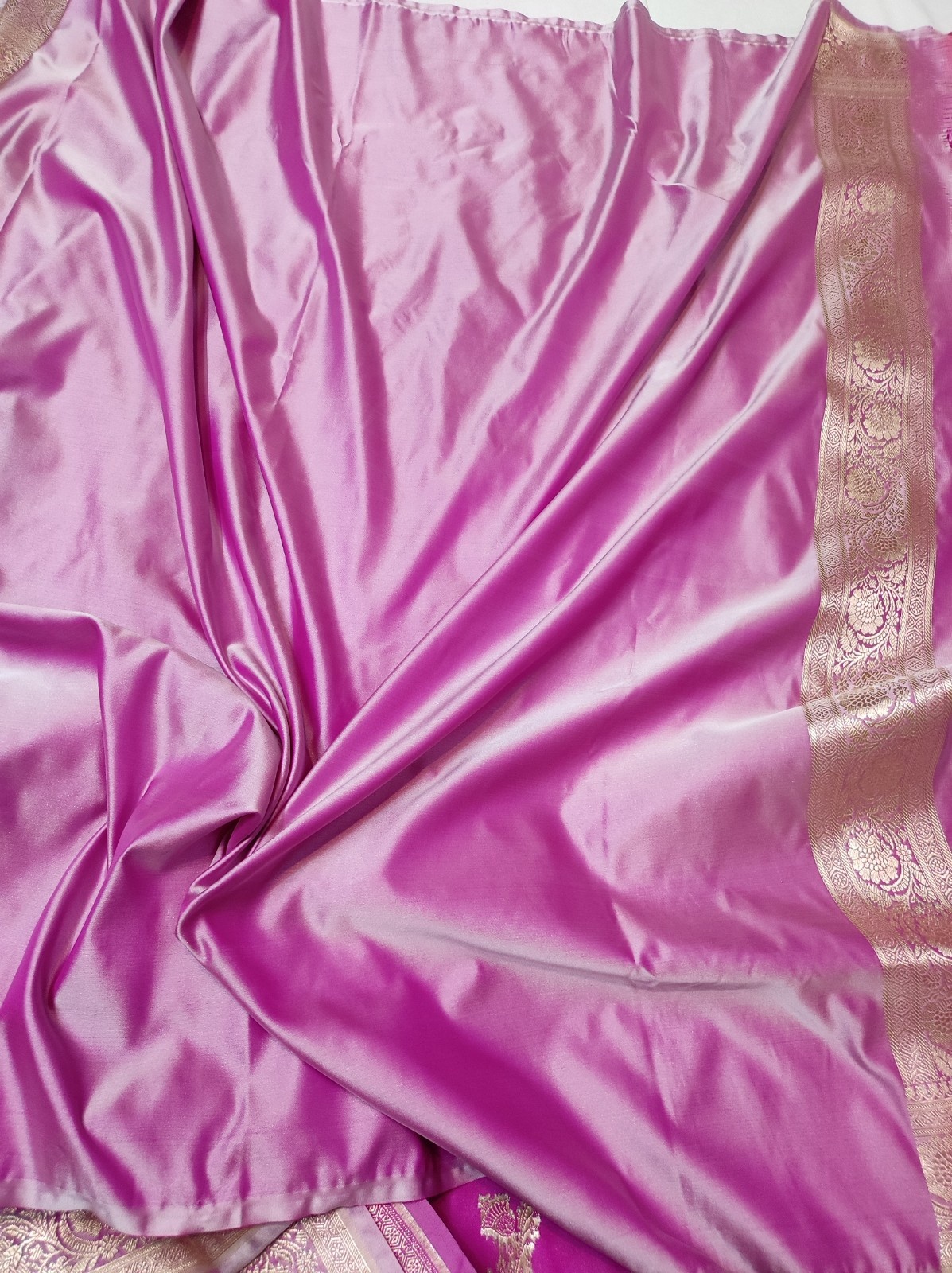 Banarasi Mushru Katan Soft Silk Saree with Gold Zari Floral Buti | Wedding & Festive Wear | Running Blouse