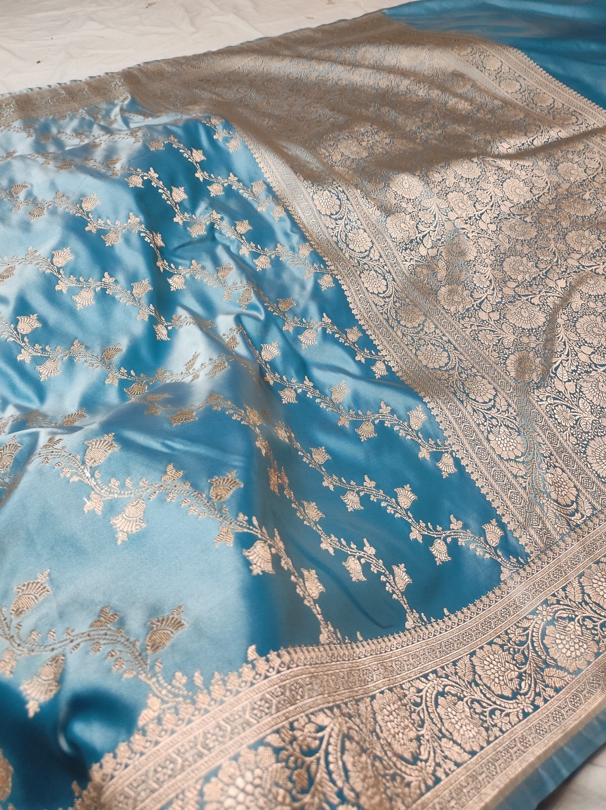 Banarasi Mushru Katan Soft Silk Saree with Gold Zari Weaving | Wedding & Festive Wear | Running Blouse