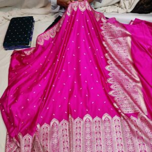 Banarasi Mashru Katan Saree – Mehraab Design with Plain Running Blouse