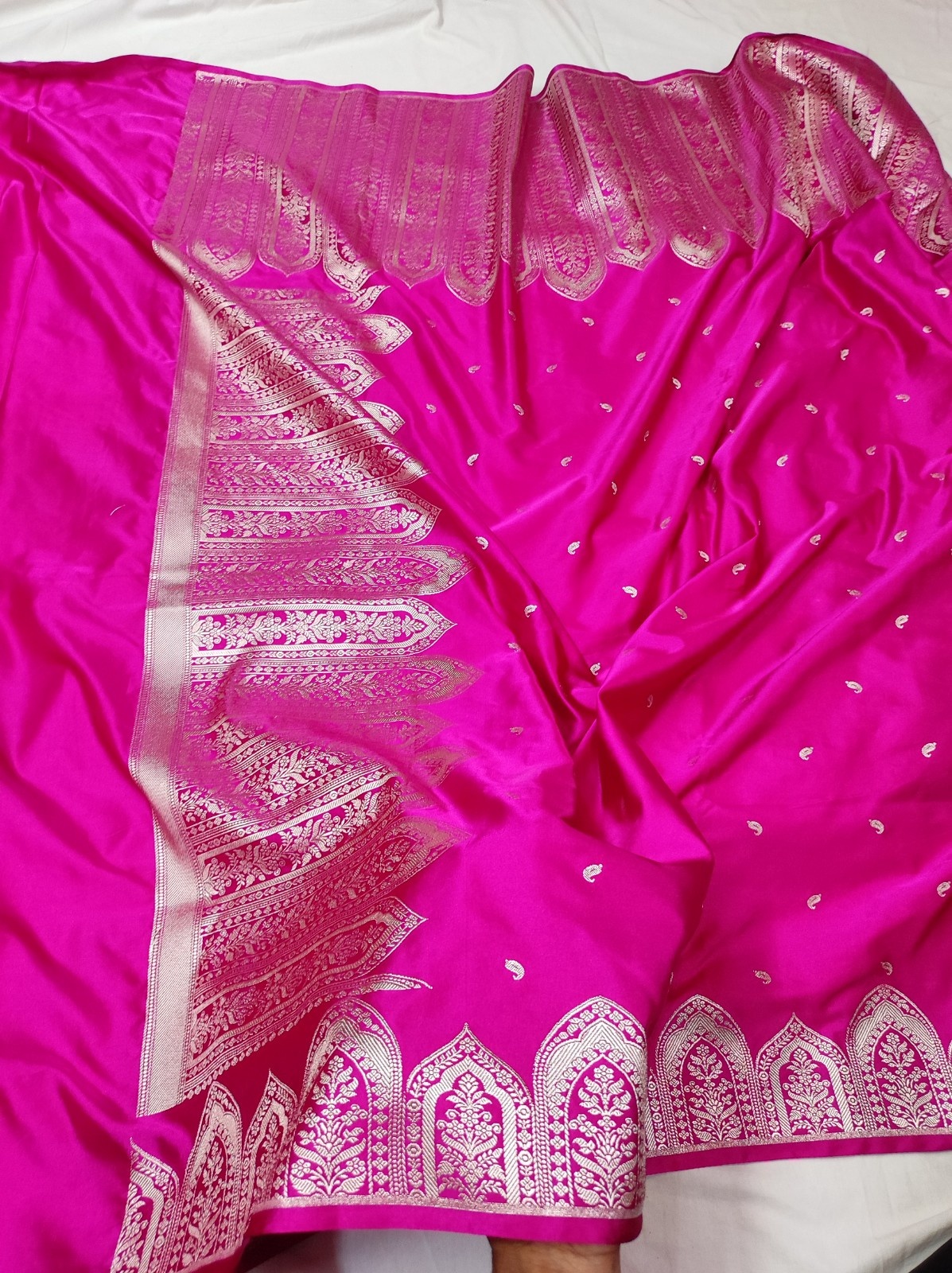 Banarasi Mashru Katan Saree – Mehraab Design with Plain Running Blouse