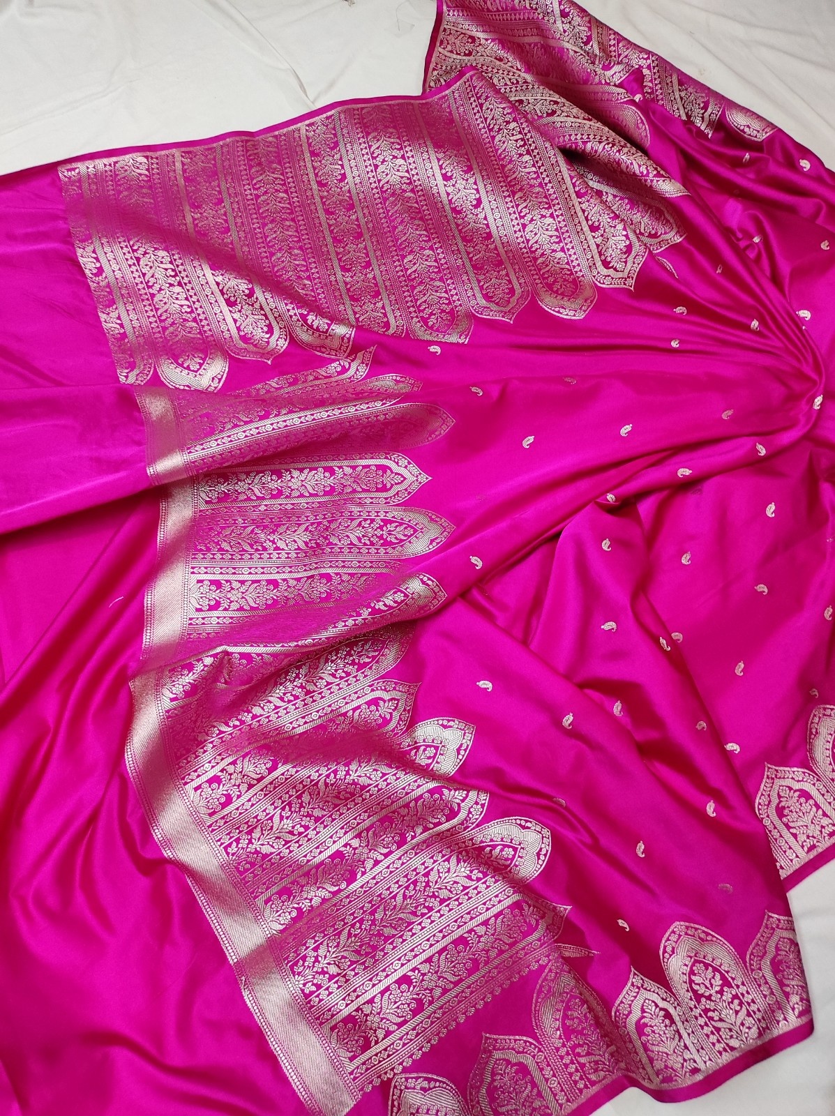 Banarasi Mashru Katan Saree – Mehraab Design with Plain Running Blouse