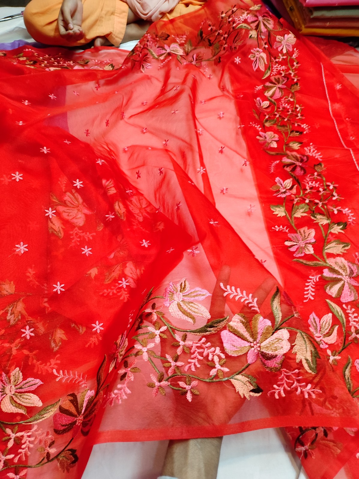 Banarasi Semi Kora Organza Embroidery Saree – Multiple Colours