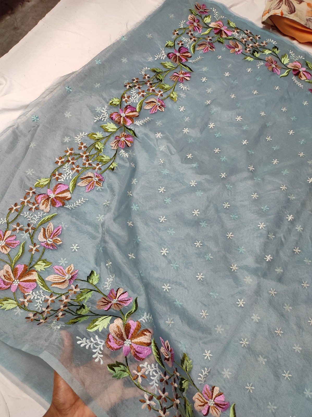 Banarasi Semi Kora Organza Embroidery Saree – Multiple Colours