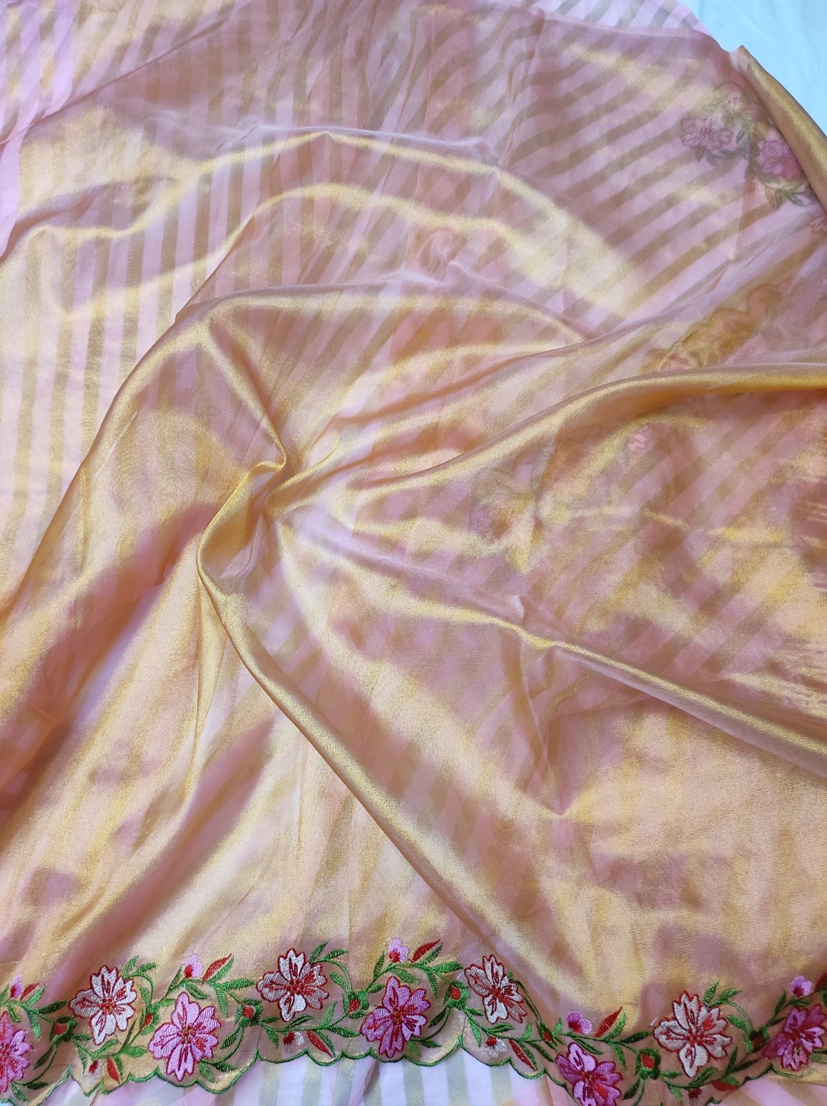 Banarasi Tissue Organza Embroidery Cutwork Saree