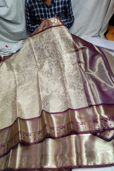Banarasi Kanchi Katan Tissue Saree with Embroidery Work