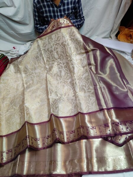 Banarasi Kanchi Katan Tissue Saree with Embroidery Work