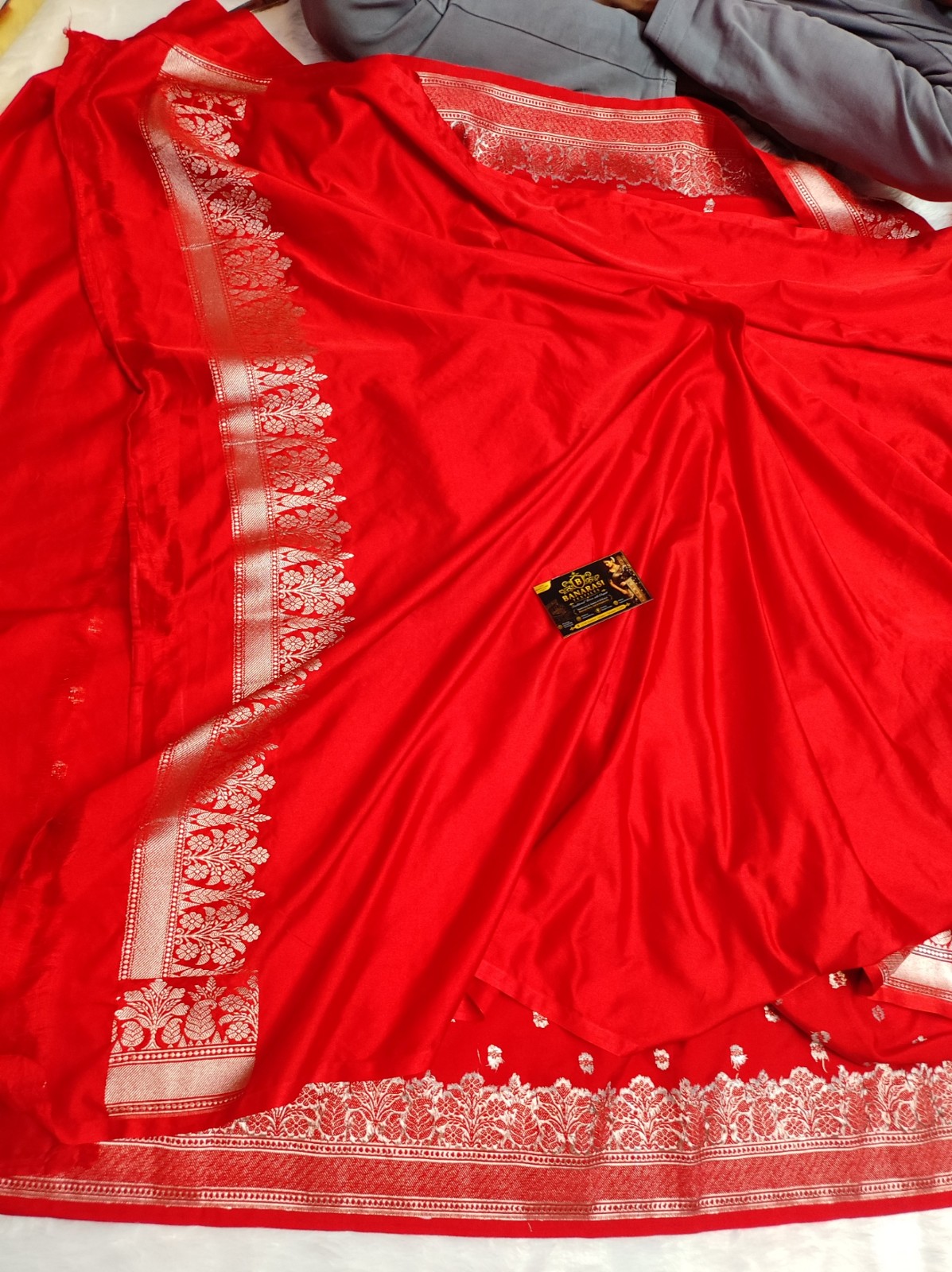 Banarasi Mashru Katan Red Silk Saree with Rich Zari Weaving Border
