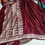Banarasi Mashru Katan Silk Saree with Rich Zari Border & Pallu | Banarasi Textiles