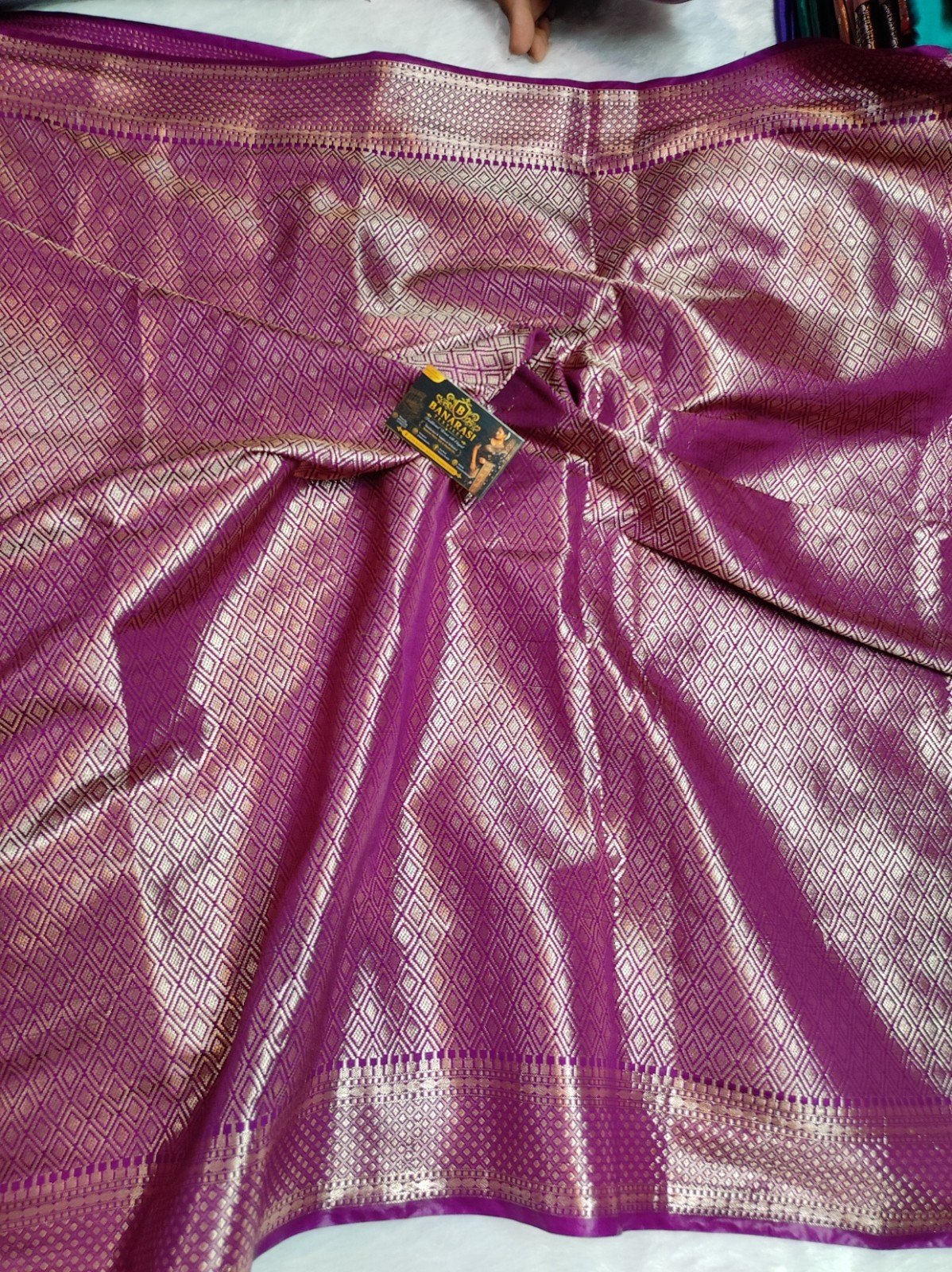 Purple Banarasi Semi Katan Minakari Buta Saree with Zari Brocade Blouse
