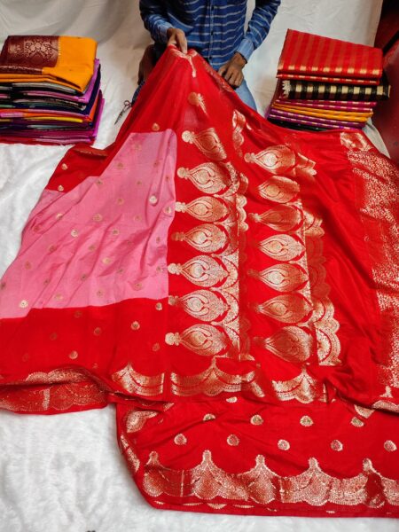Semi Katan Dupion Dyeble Saree With Brocade Blouse