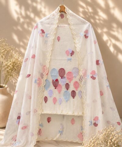 Banarasi Mal Chanderi Suit with Multicolour Embroidery & Cutwork | Unstitched 3-Piece Suit