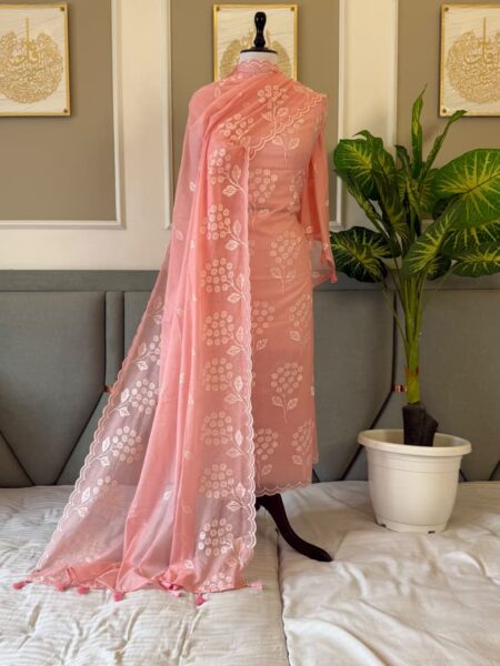 Banarasi Mal Chanderi Suit with Floral Embroidery & Cutwork | 3-Piece Unstitched Suit