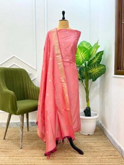 Banarasi Semi Katan Unstitched Salwar Kameez Set | Zari Weaving Suit