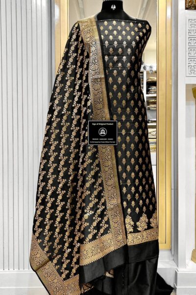 Banarasi Silk Katan Unstitched Salwar Kameez | Zari Booti Daman Suit