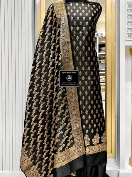 Banarasi Silk Katan Unstitched Salwar Kameez | Zari Booti Daman Suit