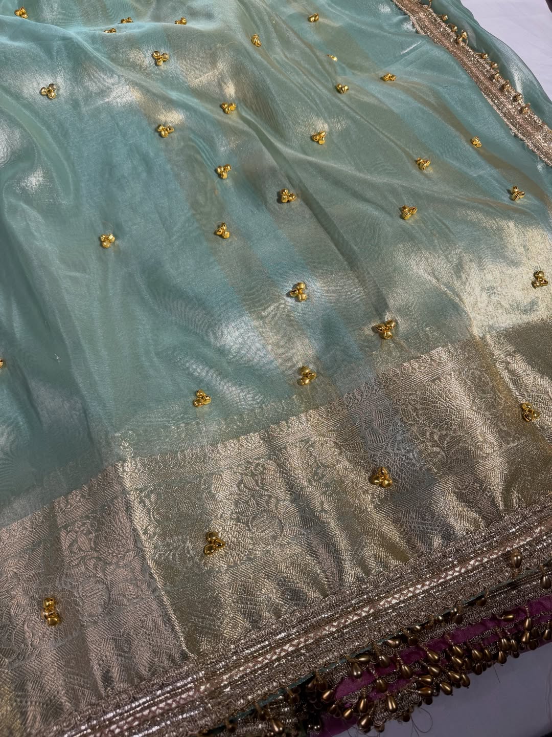 Banarasi Glass Tissue Ghungroo Work Saree | Trending Banarasi Saree