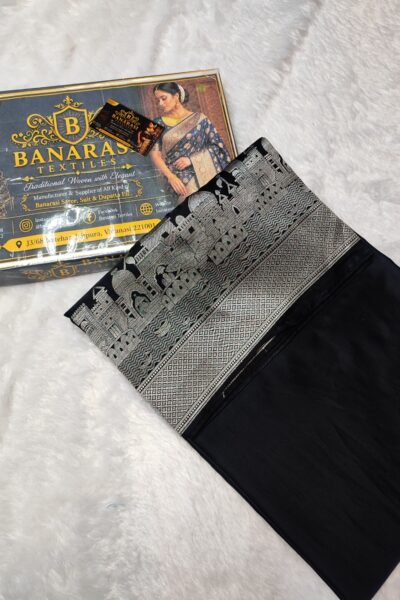 Banarasi Ganga Ghaat Design Mashru Silk Saree | Banarasi Textiles
