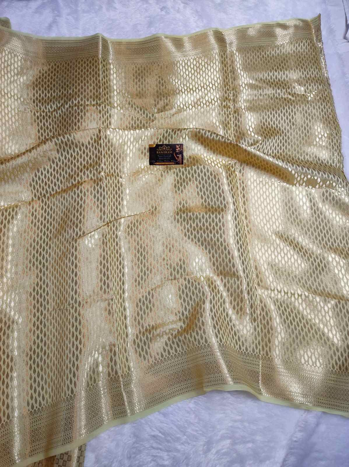 Katan Pure Mango Silk Saree with Silver Zari Mina Jaal