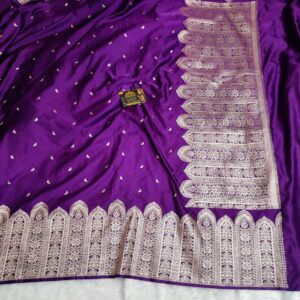 Premium Banarasi Mashru Katan Silk Saree with Silver Zari Border