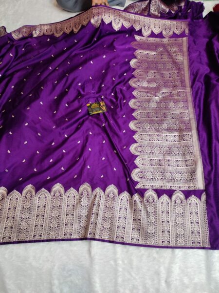 Premium Banarasi Mashru Katan Silk Saree with Silver Zari Border