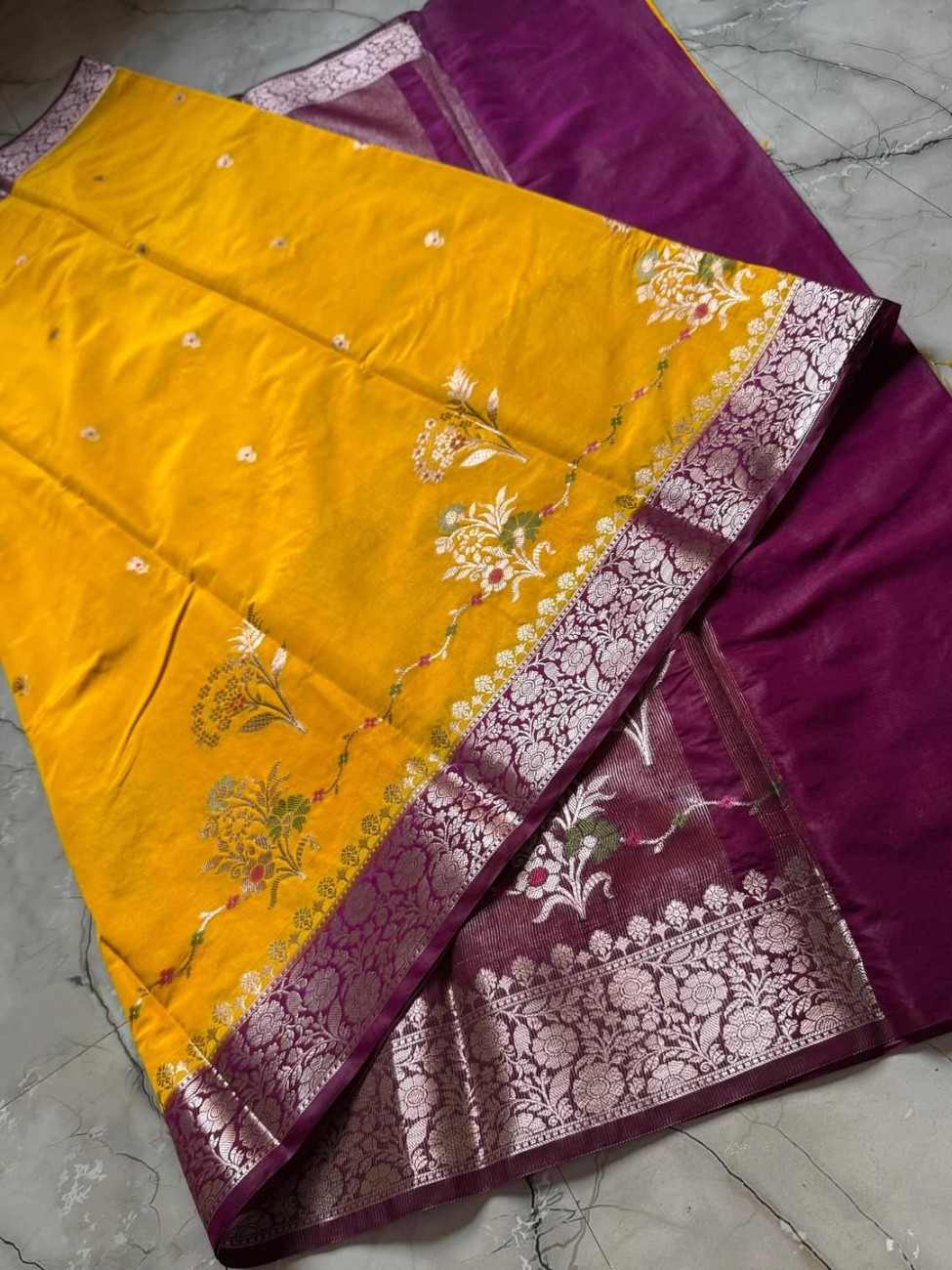 Banarasi Semi Katan Dyeable Saree with Fancy Zari Weaving & Designer Border