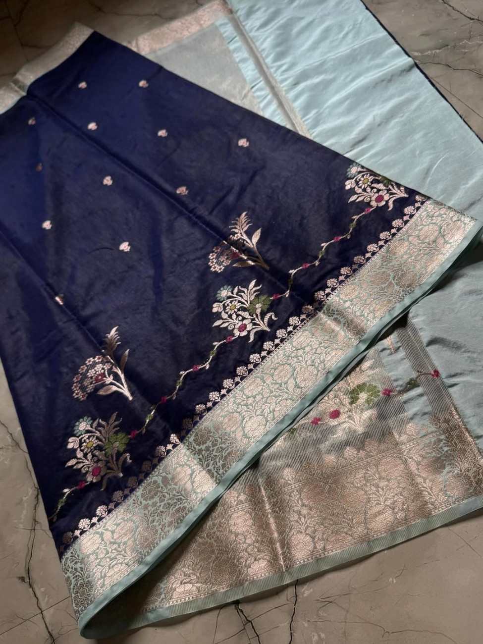 Banarasi Semi Katan Saree with Fancy Zari Weaving | Banarasi Textiles