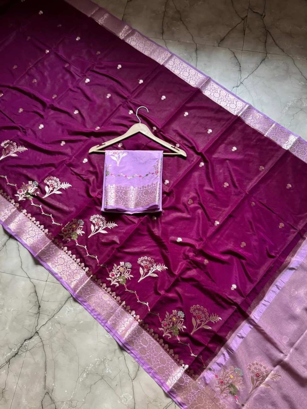 Banarasi Semi Katan Saree with Fancy Zari Weaving | Banarasi Textiles